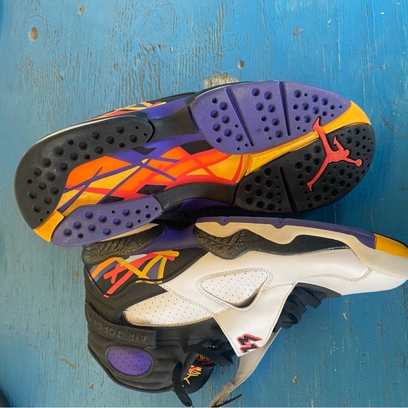 Jordan Athletic Shoes - White, Black, Purple, Yellow Retro 8 Air Jordan Nike - Picture 2 of 6